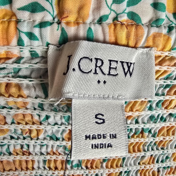 J Crew Dress Womens Small Orange Fruit Print Puff Sleeve Smocked Cotton‎ Maxi - Picture 9 of 16